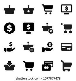 Flat vector icon set - cart vector, credit card, investment, dollar medal, monitor, basket