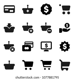 Flat vector icon set - cart vector, credit card, investment, dollar medal, monitor, basket