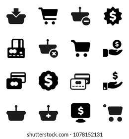Flat vector icon set - cart vector, credit card, investment, dollar medal, monitor, basket