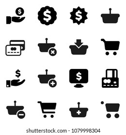 Flat vector icon set - cart vector, credit card, investment, dollar medal, monitor, basket