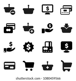 Flat vector icon set - cart vector, credit card, investment, dollar medal, monitor, basket