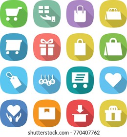 flat vector icon set - cart vector, gift, shopping bag, delivery, label, sale, heart, health care, package box, hi quality