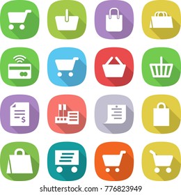flat vector icon set - cart vector, basket, shopping bag, tap to pay, account balance, store, list, delivery