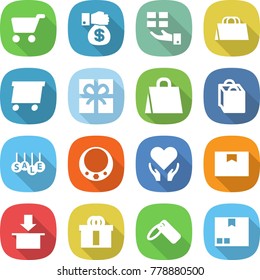 flat vector icon set - cart vector, money gift, shopping bag, delivery, sale, necklace, health care, package box, hi quality, label
