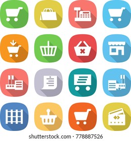 flat vector icon set - cart vector, shopping bag, cashbox, add to, basket, delete, shop, store, list, delivery, mall, pallet, credit card