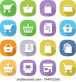 flat vector icon set - cart vector, basket, shopping bag, account balance, add to, remove from, list, atm, shop