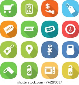 flat vector icon set - cart vector, report, investment, label, sale, ticket, info, medical, geo pin, do not hook sign, heavy, distrub, grill oven