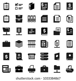 Flat vector icon set - case vector, clipboard, certificate, document, archive, exam, annual report, binder, receipt, newspaper, network folder, big data, estate, catalog, printer