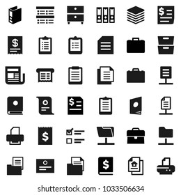 Flat vector icon set - case vector, clipboard, certificate, document, archive, exam, annual report, binder, receipt, newspaper, network folder, big data, estate, catalog, printer