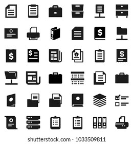 Flat vector icon set - case vector, clipboard, certificate, document, archive, exam, annual report, binder, receipt, newspaper, network folder, big data, estate, catalog, printer