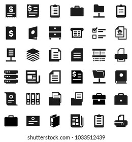 Flat vector icon set - case vector, clipboard, certificate, document, archive, exam, annual report, binder, receipt, newspaper, network folder, big data, estate, catalog, printer