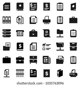 Flat vector icon set - case vector, clipboard, certificate, document, archive, exam, annual report, binder, receipt, newspaper, network folder, big data, estate, catalog, printer
