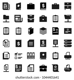 Flat vector icon set - case vector, clipboard, certificate, document, archive, exam, annual report, binder, receipt, newspaper, network folder, big data, estate, catalog, printer