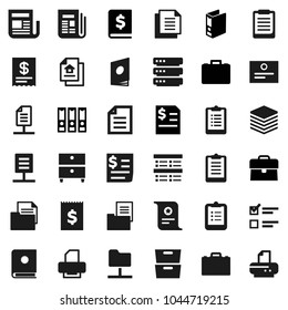 Flat vector icon set - case vector, clipboard, certificate, document, archive, exam, annual report, binder, receipt, newspaper, network folder, big data, estate, catalog, printer