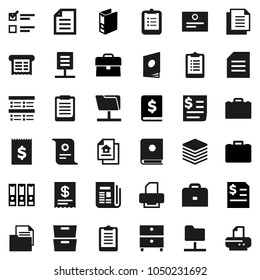 Flat vector icon set - case vector, clipboard, certificate, document, archive, exam, annual report, binder, receipt, newspaper, network folder, big data, estate, catalog, printer
