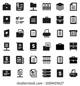 Flat vector icon set - case vector, clipboard, certificate, document, archive, exam, annual report, binder, receipt, newspaper, network folder, big data, estate, catalog, printer