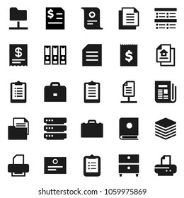 Flat vector icon set - case vector, clipboard, certificate, document, archive, exam, annual report, binder, receipt, newspaper, network folder, big data, estate, catalog, printer