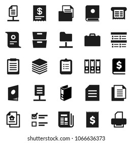Flat vector icon set - case vector, clipboard, certificate, document, archive, exam, annual report, binder, receipt, newspaper, network folder, big data, estate, catalog, printer