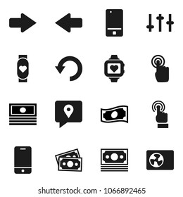 Flat vector icon set - cash vector, heart monitor, money, traking, settings, mobile phone, touchscreen, arrow, undo, ari condition