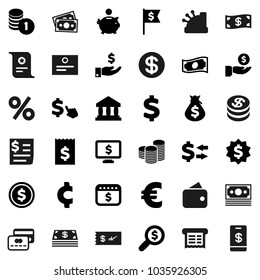 Flat vector icon set - certificate vector, bank, exchange, dollar coin, cash, money bag, piggy, investment, stack, receipt, search, medal, flag, calendar, monitor, cursor, euro sign, cent, wallet