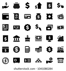 Flat vector icon set - certificate vector, bank, dollar coin, credit card, wallet, investment, growth, stack, check, building, receipt, medal, safe, calendar, monitor, cursor, any currency, sign