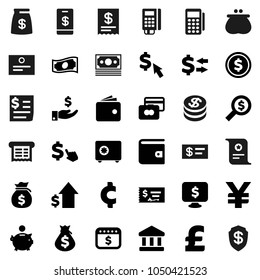 Flat vector icon set - certificate vector, bank, exchange, dollar coin, credit card, wallet, cash, money bag, piggy, investment, growth, check, search, safe, calendar, monitor, cursor, pound, cent