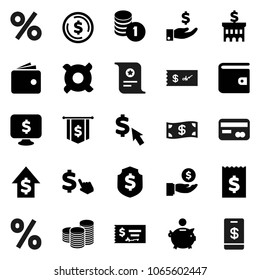 Flat vector icon set - certificate vector, dollar coin, wallet, piggy bank, investment, growth, stack, check, building, receipt, flag, shield, monitor, cursor, any currency, credit card, cash