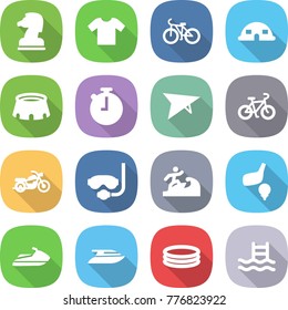 flat vector icon set - chess horse vector, t shirt, bike, dome house, stadium, stopwatch, deltaplane, motorcycle, diving mask, surfer, golf, jet ski, yacht, inflatable pool