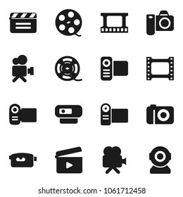 Flat vector icon set - cinema clap vector, film frame, spool, video camera, web