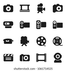 Flat vector icon set - cinema clap vector, film frame, spool, camera, video, web