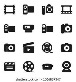 Flat vector icon set - cinema clap vector, film frame, spool, camera, video, web