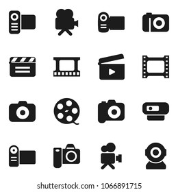 Flat vector icon set - cinema clap vector, film frame, spool, camera, video, web