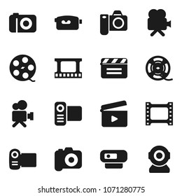 Flat vector icon set - cinema clap vector, film frame, spool, camera, video, web