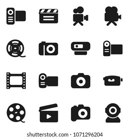 Flat vector icon set - cinema clap vector, film frame, spool, camera, video, web