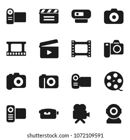 Flat vector icon set - cinema clap vector, film frame, spool, camera, video, web