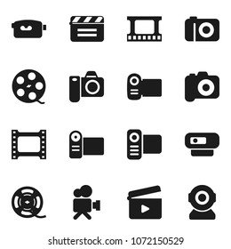 Flat vector icon set - cinema clap vector, film frame, spool, camera, video, web