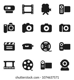 Flat vector icon set - cinema clap vector, film frame, spool, camera, video, web