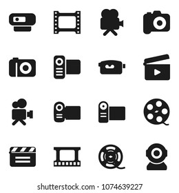 Flat vector icon set - cinema clap vector, film frame, spool, camera, video, web