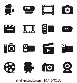 Flat vector icon set - cinema clap vector, film frame, spool, camera, video, web