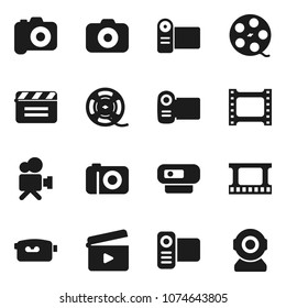 Flat vector icon set - cinema clap vector, film frame, spool, camera, video, web