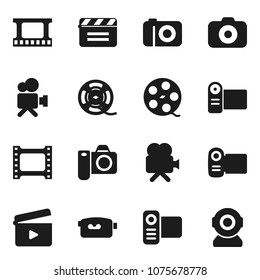 Flat vector icon set - cinema clap vector, film frame, spool, camera, video, web