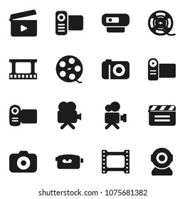 Flat vector icon set - cinema clap vector, film frame, spool, camera, video, web