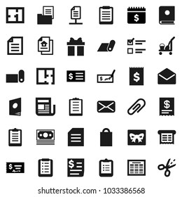 Flat vector icon set - cleaner trolley vector, schedule, clipboard, document, exam, check, receipt, dollar calendar, fitness mat, money, newspaper, mail, network, attachment, plan, estate, gift