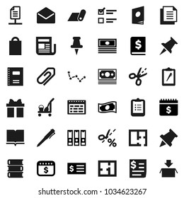 Flat vector icon set - cleaner trolley vector, book, copybook, pen, schedule, clipboard, paper pin, constellation, exam, cash, annual report, receipt, binder, dollar calendar, fitness mat, money