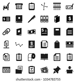 Flat vector icon set - cleaner trolley vector, toilet paper, book, copybook, pen, schedule, clipboard, pin, document, constellation, exam, cash, check, annual report, receipt, binder, money, network