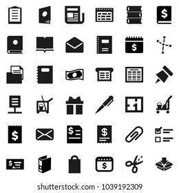 Flat vector icon set - cleaner trolley vector, book, copybook, pen, schedule, paper pin, constellation, exam, cash, check, annual report, receipt, binder, dollar calendar, clipboard, document, mail