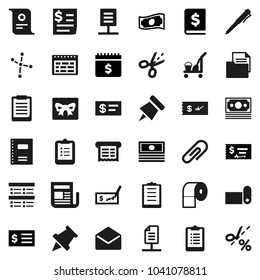 Flat vector icon set - cleaner trolley vector, toilet paper, copybook, pen, schedule, clipboard, pin, certificate, constellation, exam, cash, check, annual report, receipt, dollar calendar, money