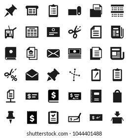 Flat vector icon set - cleaner trolley vector, copybook, schedule, paper pin, certificate, document, constellation, exam, cash, check, annual report, receipt, clipboard, fitness mat, newspaper, mail