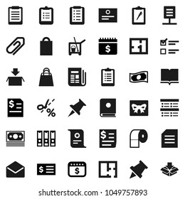 Flat vector icon set - cleaner trolley vector, toilet paper, book, clipboard, pin, certificate, document, exam, cash, annual report, receipt, binder, dollar calendar, money, newspaper, thumbtack