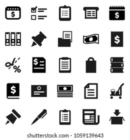 Flat vector icon set - cleaner trolley vector, book, pen, clipboard, paper pin, certificate, document, exam, cash, annual report, binder, dollar calendar, receipt, newspaper, estate, shopping bag